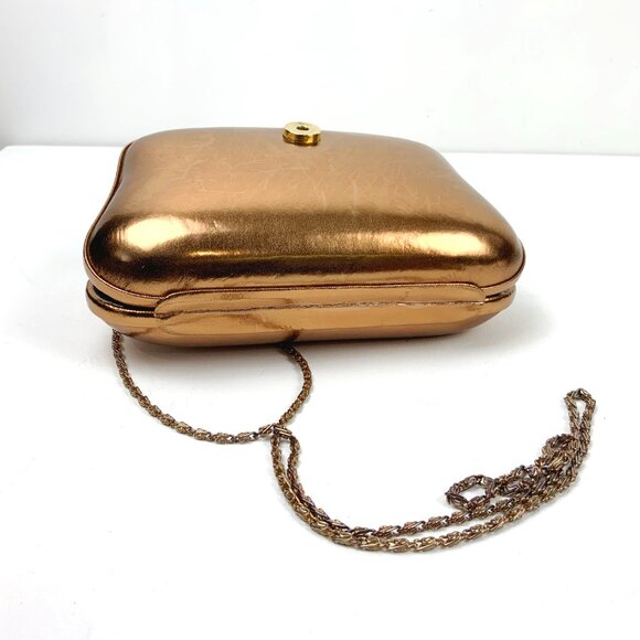 Vintage La Regale Rose Gold Clutch Hard Case Crossbody Chain Strap - Picture 13 of 16